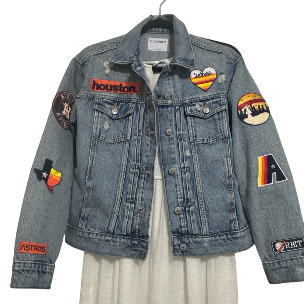 Houston Astros Custom Patch Denim Jacket Size Small